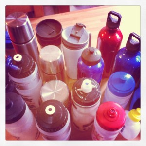 Collection of water bottles